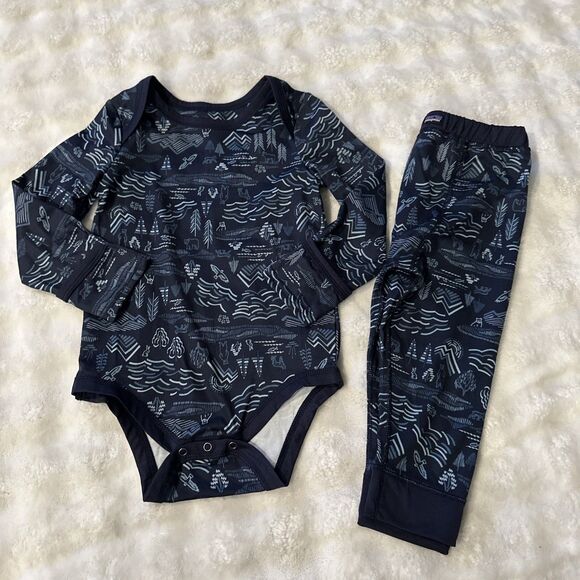 Patagonia NWOT 12-18 Months Baby Capilene Base layer Set Bodysuit Blue Forest - Picture 1 of 12